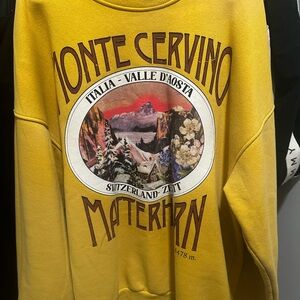 Bershka Yellow Crew Neck Sweater with Vintage Graphic